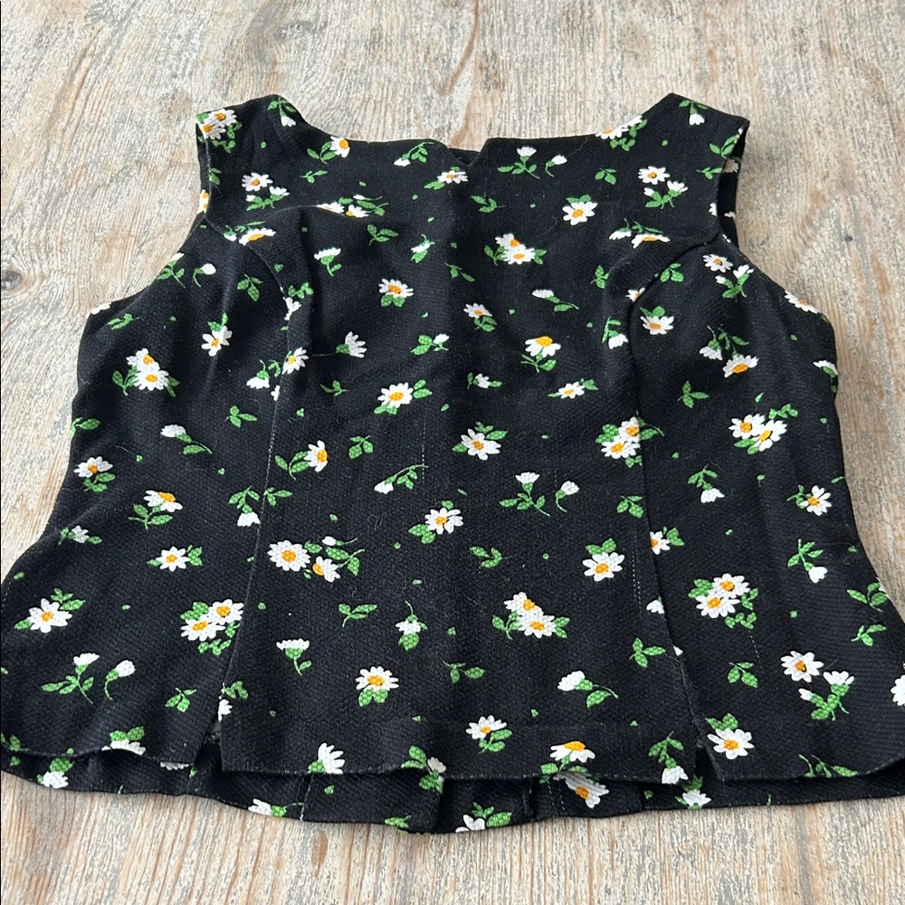 Vintage E.D. Michaels Black Top with Floral Accents